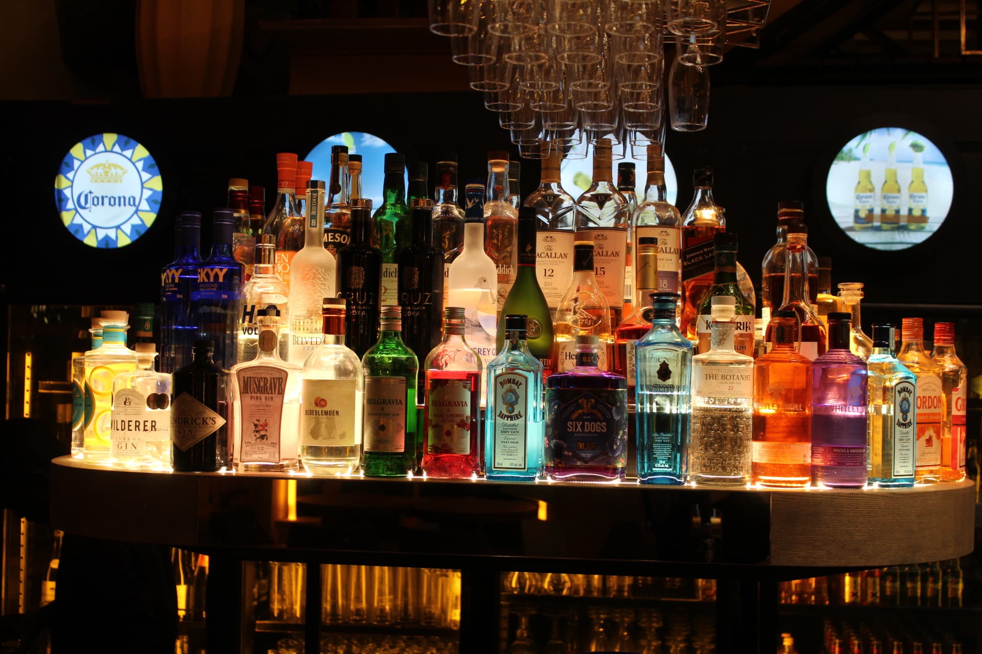 Spirit bottles at the bar